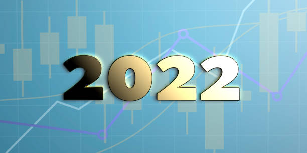 istock Flat view on golden financial calendar year 2022 1351214509