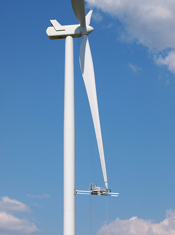 Wind turbine with maintenance platform, green energy