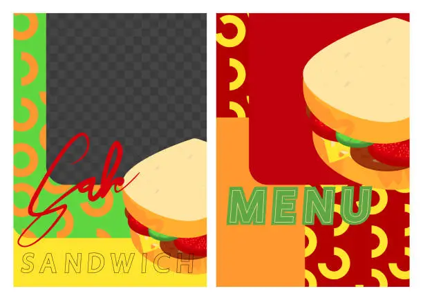 Vector illustration of Modern Sandwich, fast food template