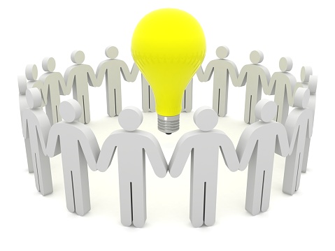 Creative different idea light bulb teamwork