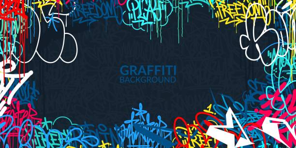 dark abstract hip hop street art graffiti style urban calligraphy ilustracja wektorowa background art - backgrounds dirty dark abstract stock illustrations