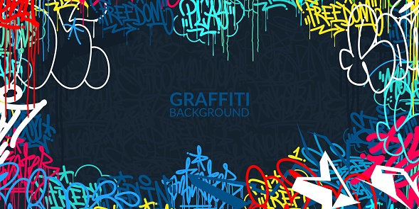 Dark Abstract Hip Hop Street Art Graffiti Style Urban Calligraphy Vector Illustration Background