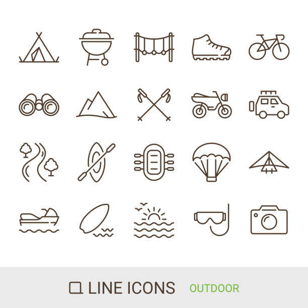 Product icon, Outdoor, Line icon Product icon, Outdoor, Line icon. hang glider stock illustrations