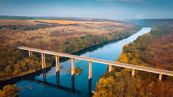 Bridge across the river in Ukraine