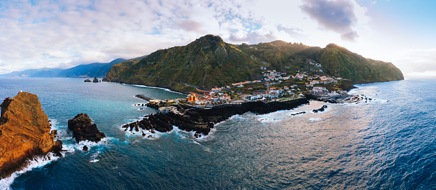 Aerial view of Porto Moniz Madeira Portugal
