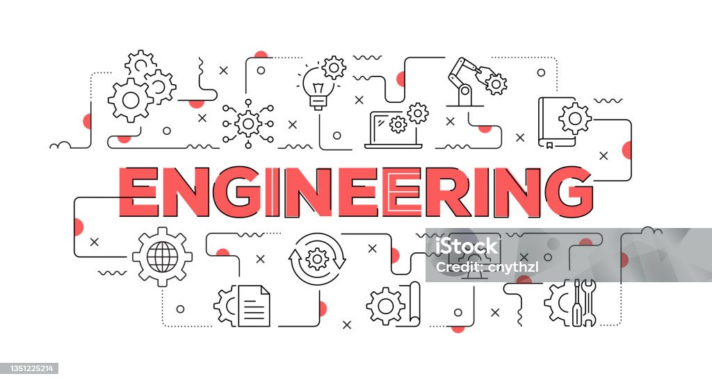 Engineering Class Banner Engineering Web Banner Line Style Modern Design Vector Illustration ...