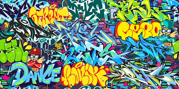 Colorful Seamless Abstract Hip Hop Street Art Graffiti Style Urban  Calligraphy Vector Illustration Background Art Template Stock Illustration  - Download Image Now - iStock