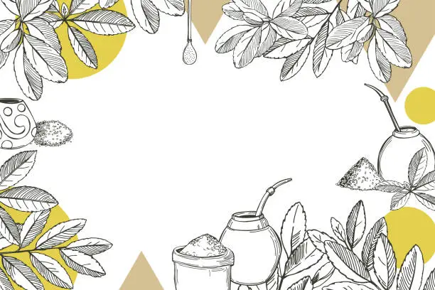 Vector illustration of Yerba mate set. Vector background.