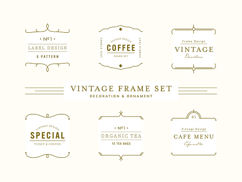 A set of vintage frames with simple lines.
This illustration relates to elegance, classic, retro, pattern, European, ornament, decoration, etc.