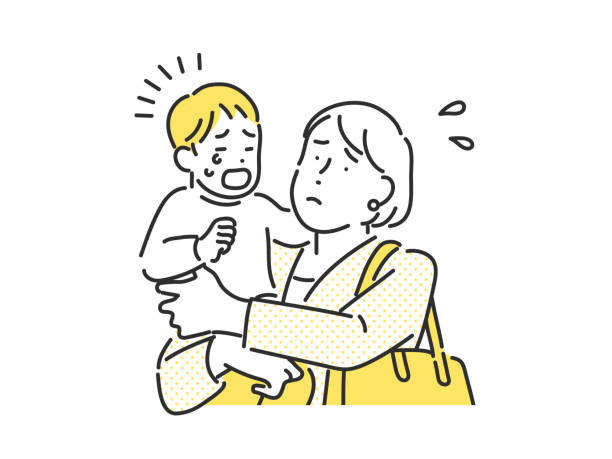 Mothers who are having trouble taking care of their children. Mothers who are having trouble taking care of their children. impatient woman stock illustrations