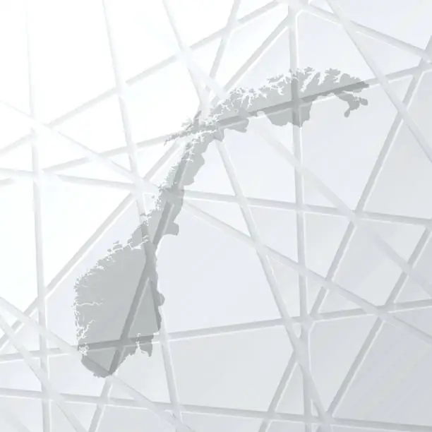Vector illustration of Norway map with mesh network on white background