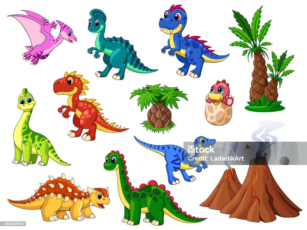 Personagens De Desenho Animado De Dinossauros E Animais De Dino De