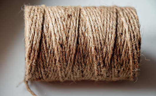 brown strong threads from natural materials on a white background