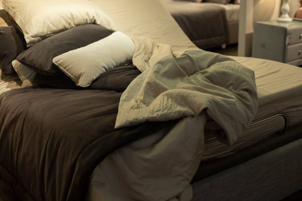 istock Bed for sleeping. Bedroom in the apartment. 1351238015