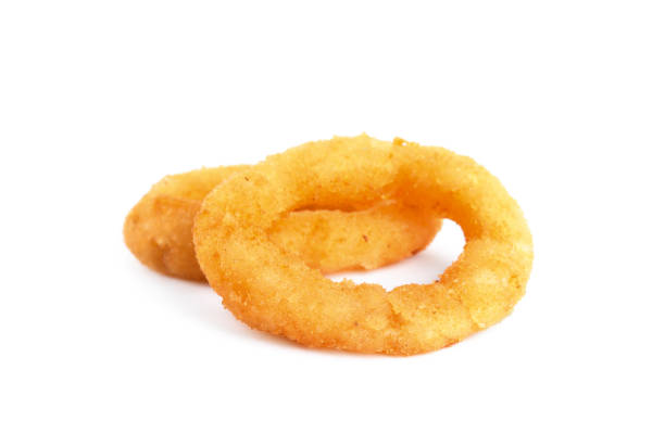istock Delicious golden onion rings isolated on white 1351241387