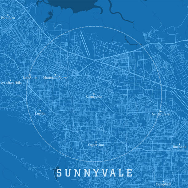 sunnyvale ca city vector straßenkarte blauer text - sunnyvale california stock-grafiken, -clipart, -cartoons und -symbole