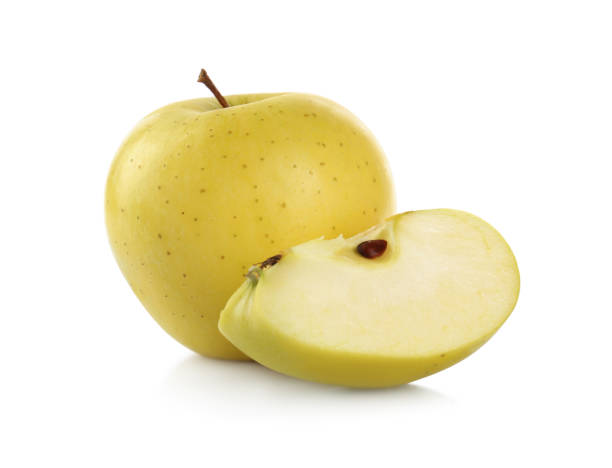 istock Fresh juicy yellow apples isolated on white 1351243135