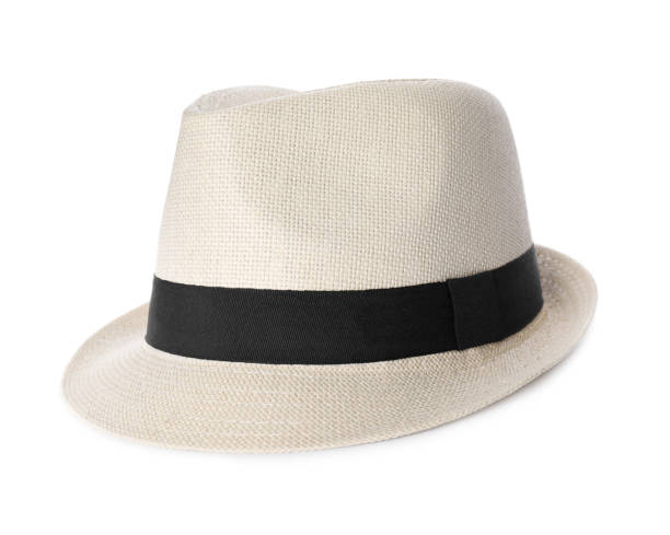 istock Stylish hat isolated on white. Beach accessory 1351243153