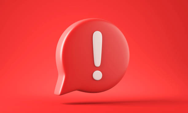 istock Social media notification white exclamation mark on red speech bubble 1351243951