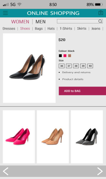 istock Website of online shop on smartphone screen 1351244024