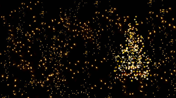 istock christmas garlands in black background with christmas tree silhouette 1351248068