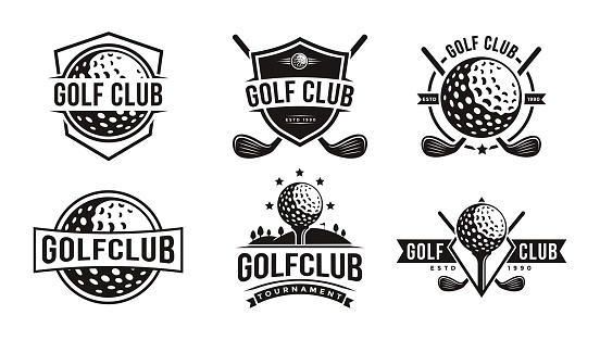 Set of vintage badge emblem Golf club, golf tournament vector icon on white background