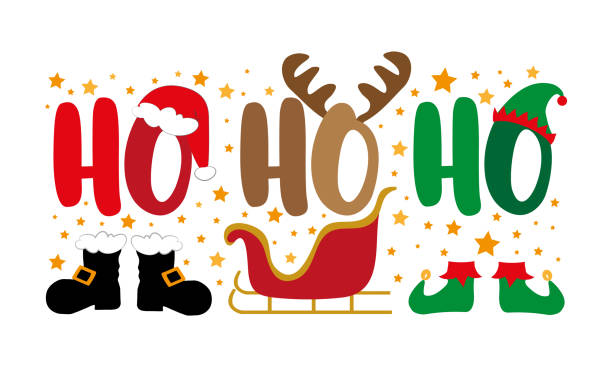 Vetores de Ho Ho Ho Tipografia De Saudação De Natal Com Chapéu De
