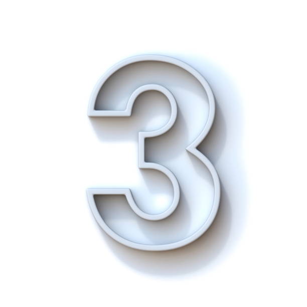 istock Grey extruded outlined font with shadow Number 3 THREE 3D 1351251433
