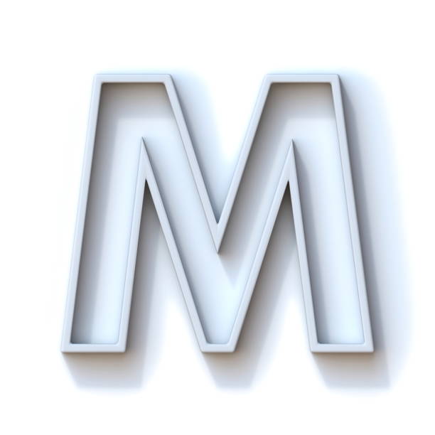 istock Grey extruded outlined font with shadow Letter M 3D 1351251611