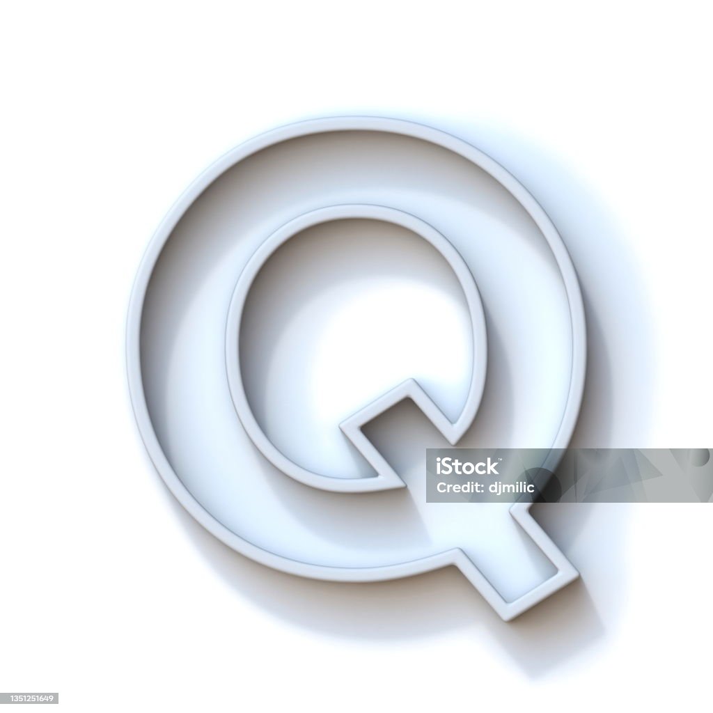 Grey extruded outlined font with shadow Letter Q 3D Grey extruded outlined font with shadow Letter Q 3D rendering illustration isolated on white background Letter Q Stock Photo