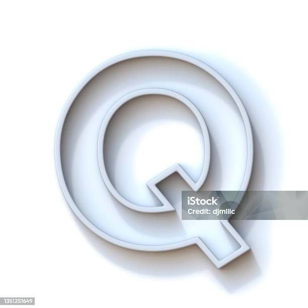 Grey Extruded Outlined Font With Shadow Letter Q 3d Stock Photo - Download Image Now