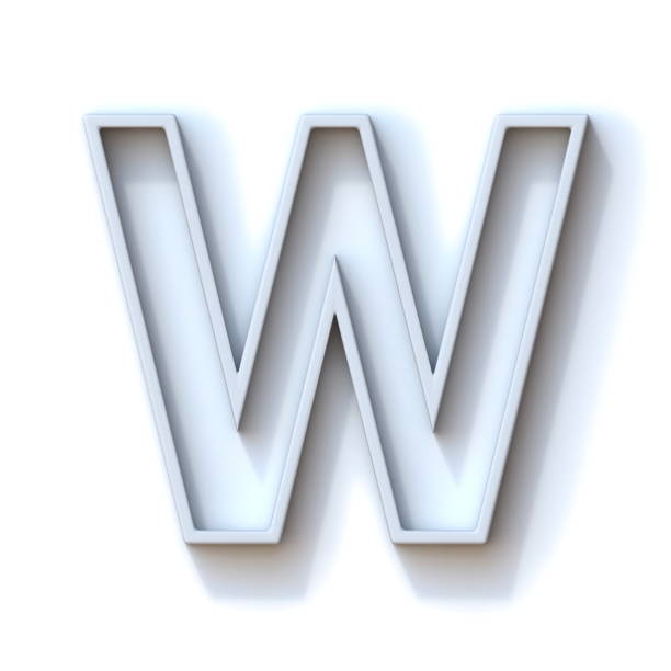 istock Grey extruded outlined font with shadow Letter W 3D 1351251685