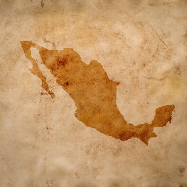 istock map of Mexico on old grunge brown paper 1351256508