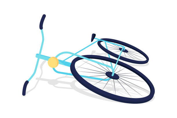 ilustrações de stock, clip art, desenhos animados e ícones de broken bike semi flat color vector object - bicycle sport tire single object
