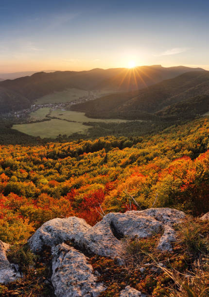 istock Autumn mountain landscape at sunset 1351266731