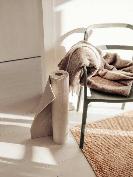 Yoga still life indoors a home
