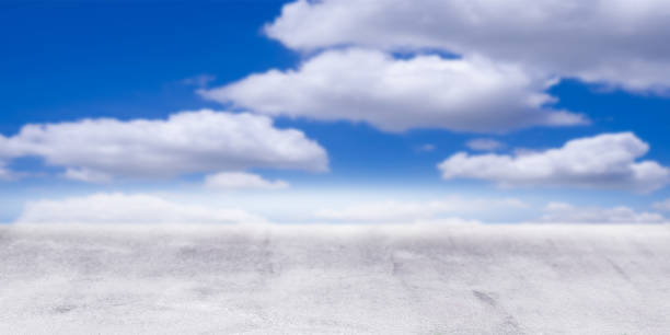 istock Floor wall cement with blur blue sky cloud landscape. 1351270264