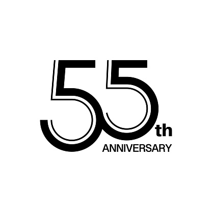 Fifty five years Celebrate Anniversary Monochrome