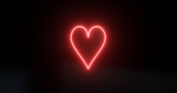 istock Modern Black And Neon Red Card Hearts Symbol - 3D Illustration 1351274120