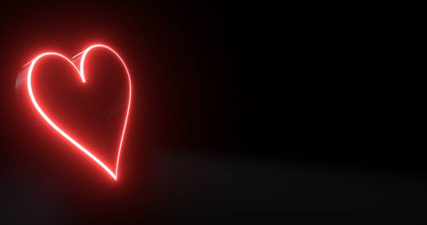 istock Modern Black And Neon Red Card Hearts Symbol - 3D Illustration 1351274623
