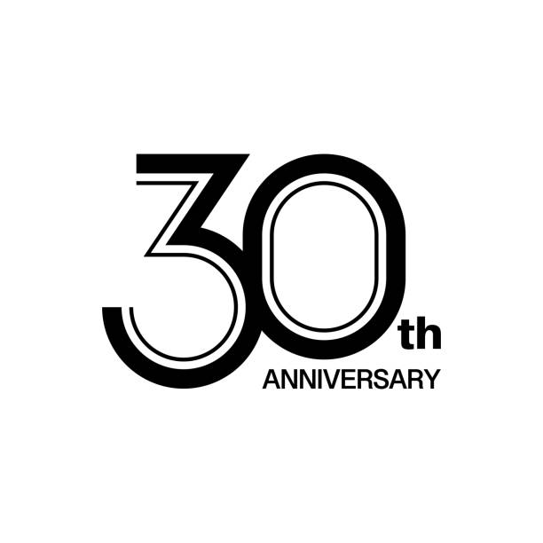 30th Anniversary type Design Thirty years Celebrate Anniversary Monochrome 30th anniversary stock illustrations