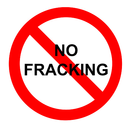 No fracking in this area demonstration sign
