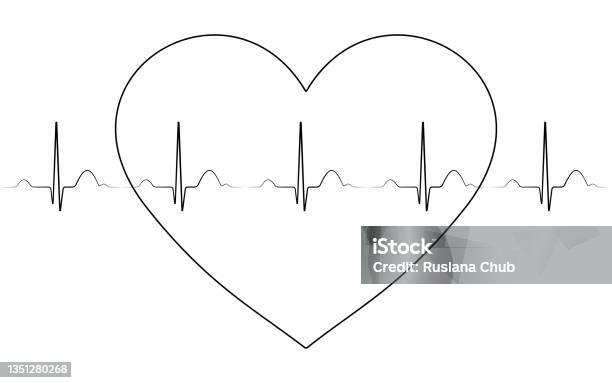 Heart Beat Pattern Large Ecg The Heart Beat Like A Black Line On A White Background Pulse ...
