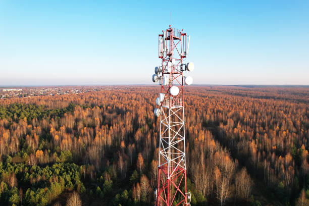 istock Mobile Tower installation. Cell site and Telecom Base Station. 5G internet online generation. 1351280891