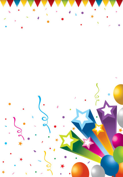 illustrations, cliparts, dessins animés et icônes de étoile de fête et ballon - invitation celebration confetti birthdays