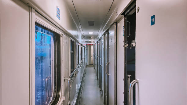 istock Interior inside the train carriage. Transport and travel concept 1351282115