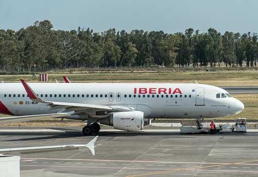 Berlin, Germany - May 11, 2019: Aircraft by Iberia, the flag carrier airline of Spain