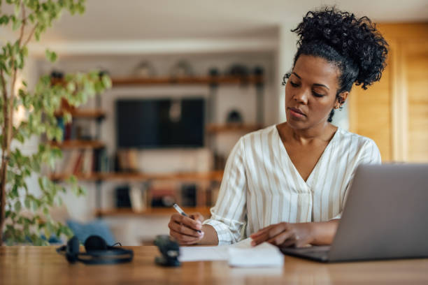 istock Confident adult woman, preparing a speech before meeting 1351285554