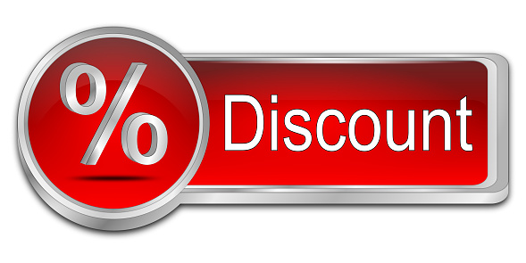 discount button red - 3D illustration
