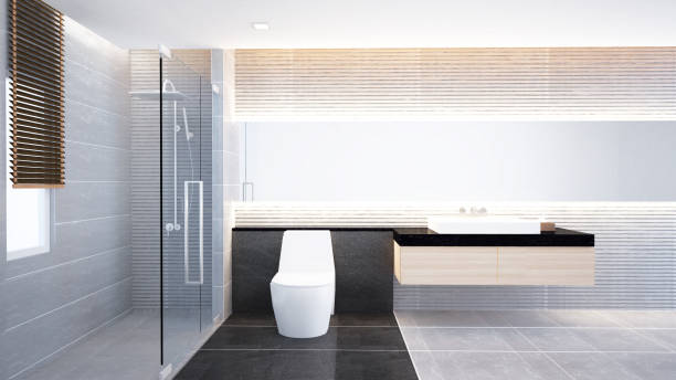 istock bathroom interior with a shower toilet and a sink 1351289990